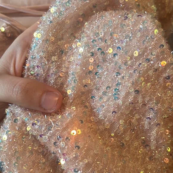 Pink Sequin Long Prom Dress - Picture 6 of 7